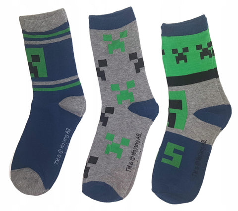 Minecraft Creeper Socken 3er Pack Blau