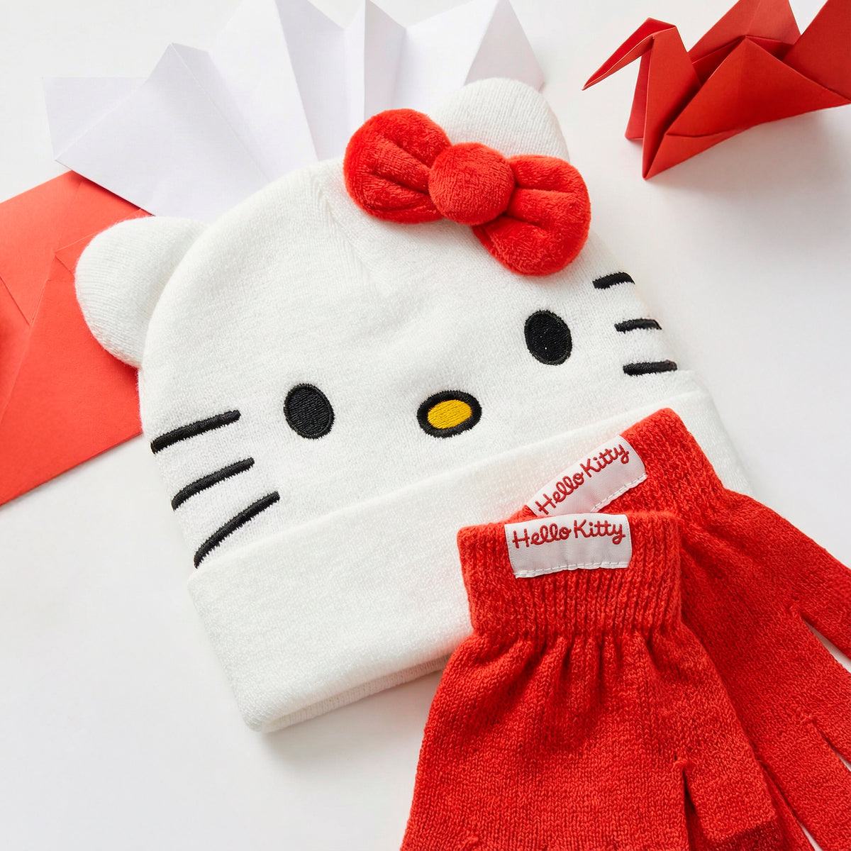 Hello Kitty Wintermütze und Handschuhe Set für Kinder
