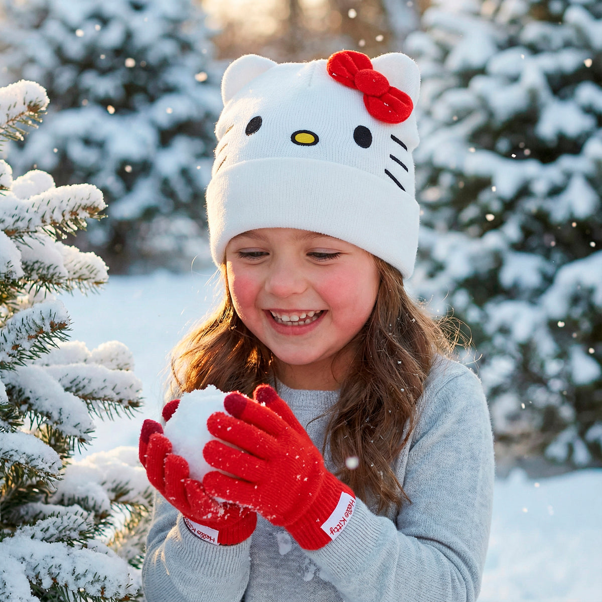 Hello Kitty Wintermütze und Handschuhe Set für Kinder