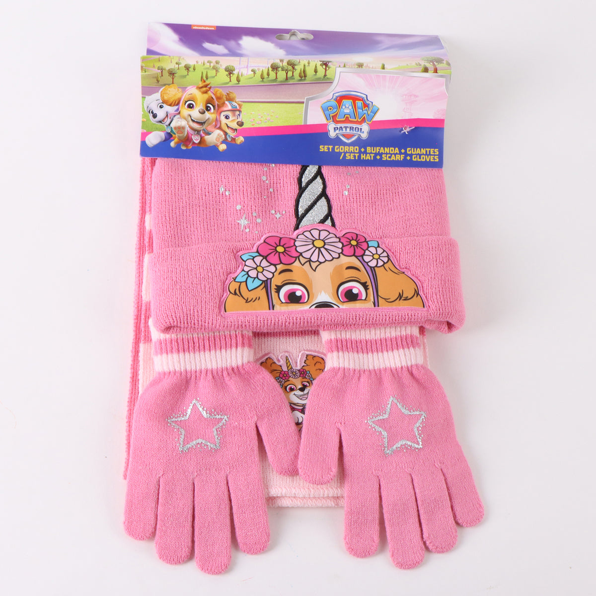 Paw Patrol Mädchen Winterset mit Mütze, Schal und Handschuh