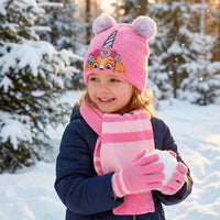 Paw Patrol Mädchen Winterset mit Mütze, Schal und Handschuh