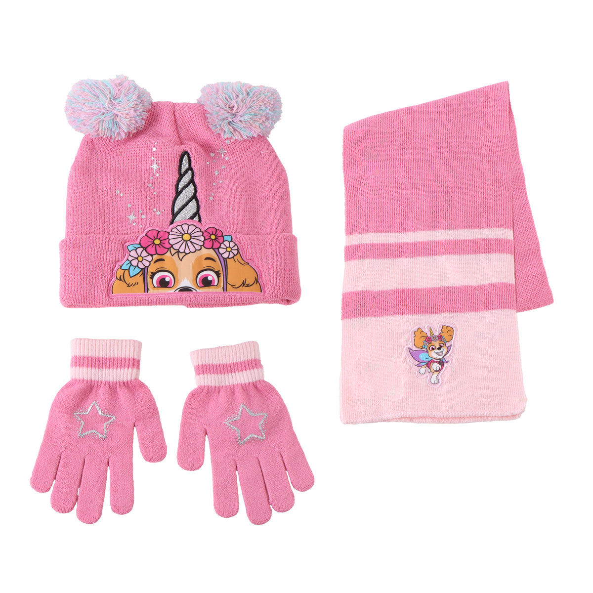 Paw Patrol Mädchen Winterset mit Mütze, Schal und Handschuh