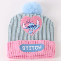 Stitch Bommelmütze Handschuhe und Schal Set für Kinder