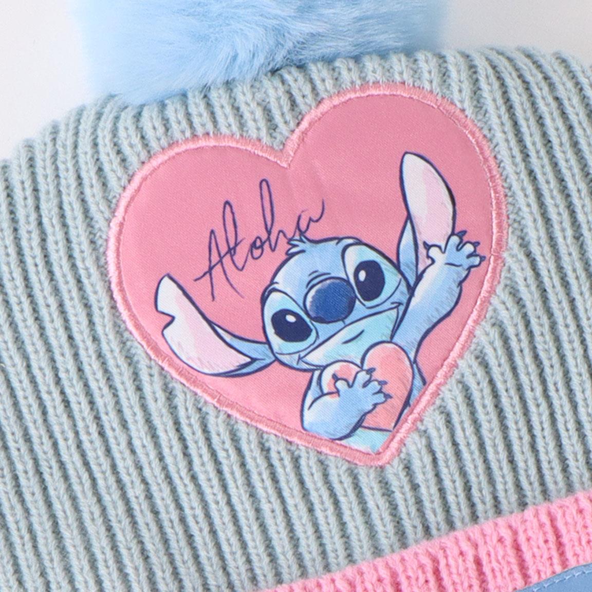 Stitch Bommelmütze Handschuhe und Schal Set für Kinder