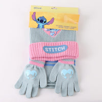Stitch Bommelmütze Handschuhe und Schal Set für Kinder