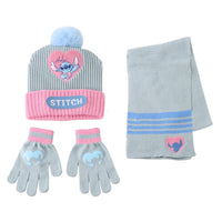 Stitch Bommelmütze Handschuhe und Schal Set für Kinder
