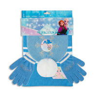 Eiskönigin Bommelmütze Handschuhe und Schal Set für Kinder