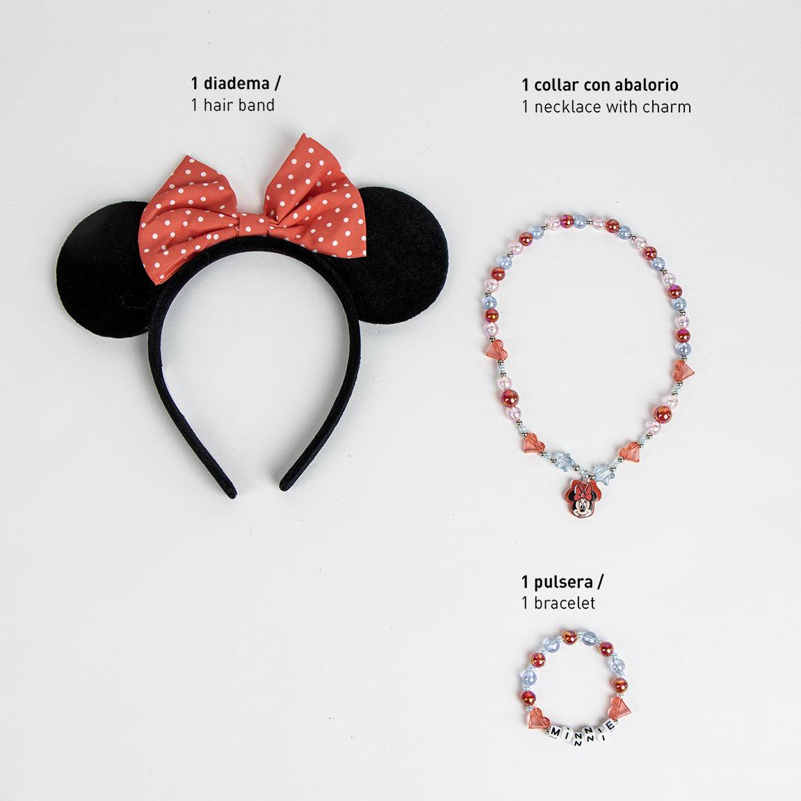 Minnie Maus Accessoires Set, Haarreifen mit Schleife und Ohren