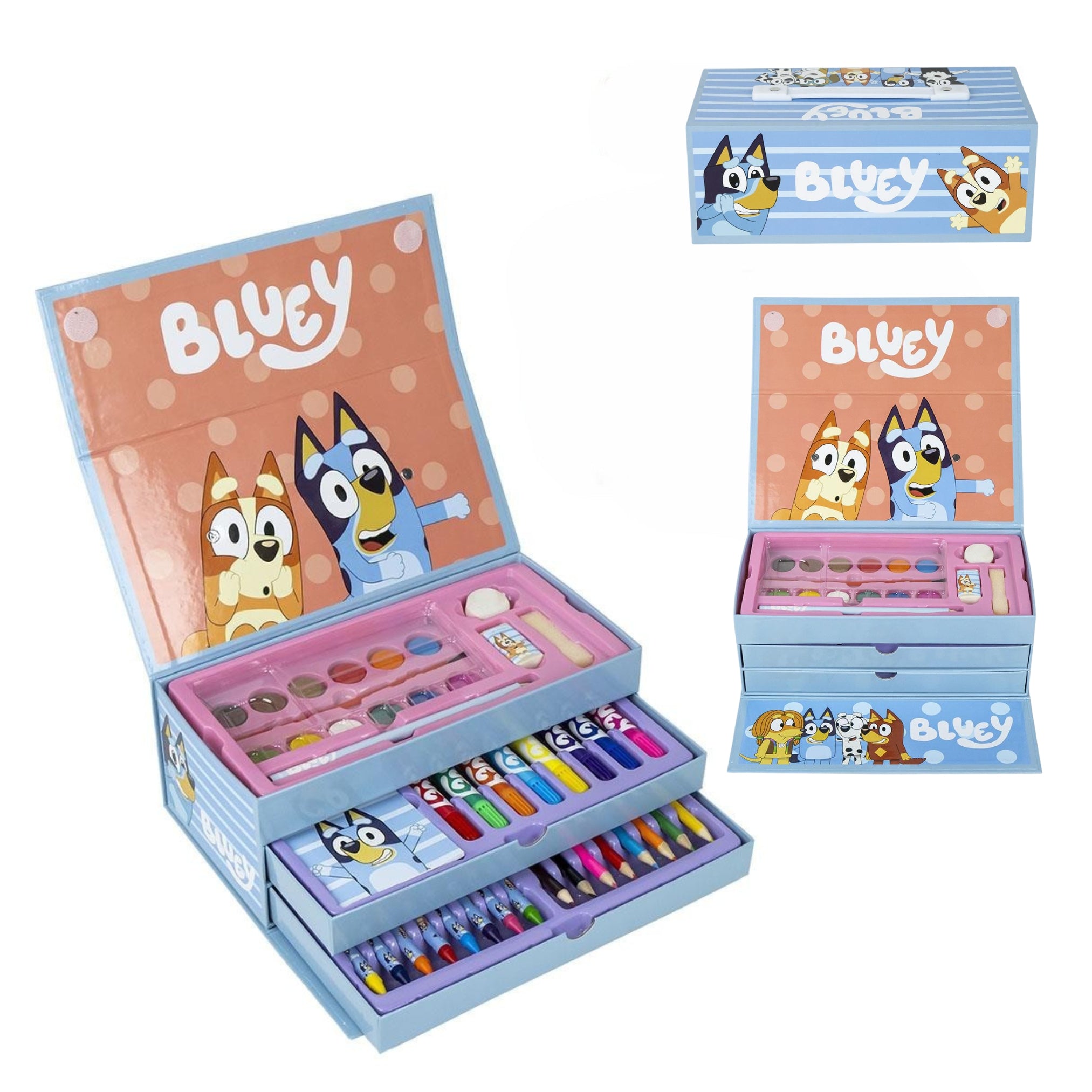 Kinder Malkoffer, 68-teilig, BlueY Malset mit Buntstifte etc.