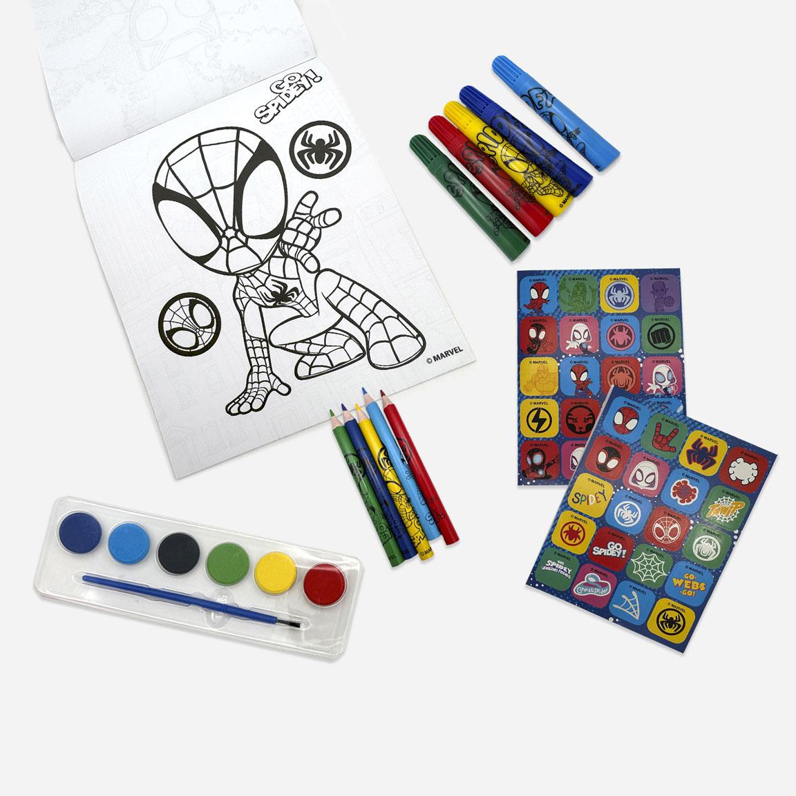 Mal- und Bastelset mit Stiften, Farben, Stickern & Malbuch im Rucksack