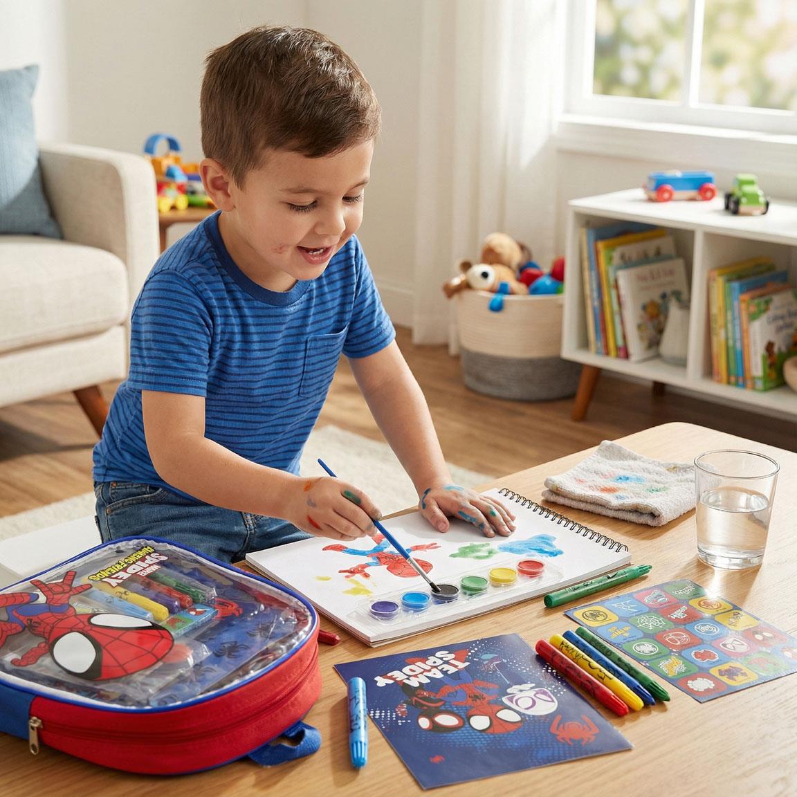 Mal- und Bastelset mit Stiften, Farben, Stickern & Malbuch im Rucksack