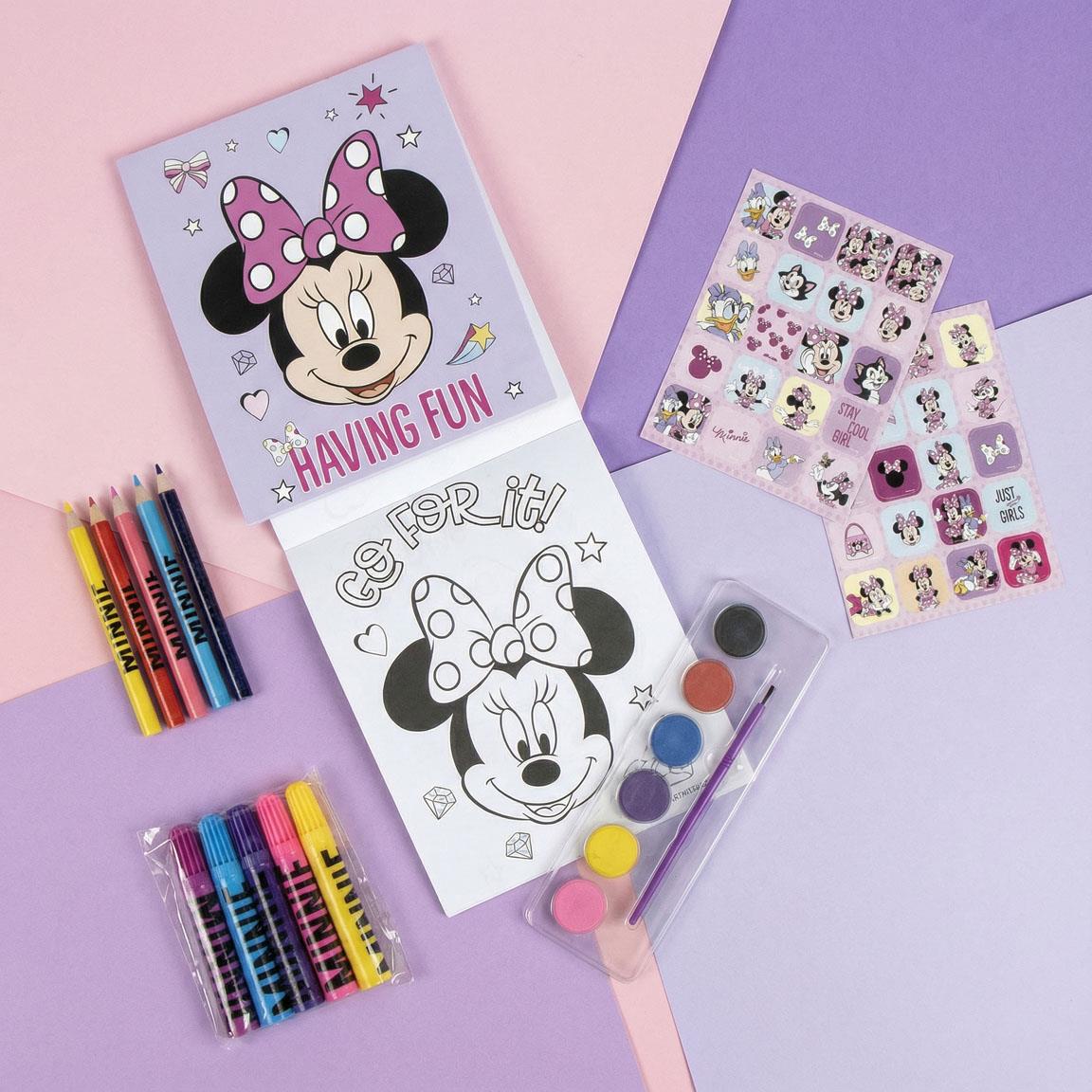 Minnie Mouse Mal- und Bastelset mit Stiften, Farben, Stickern & Malbuch im Rucksack