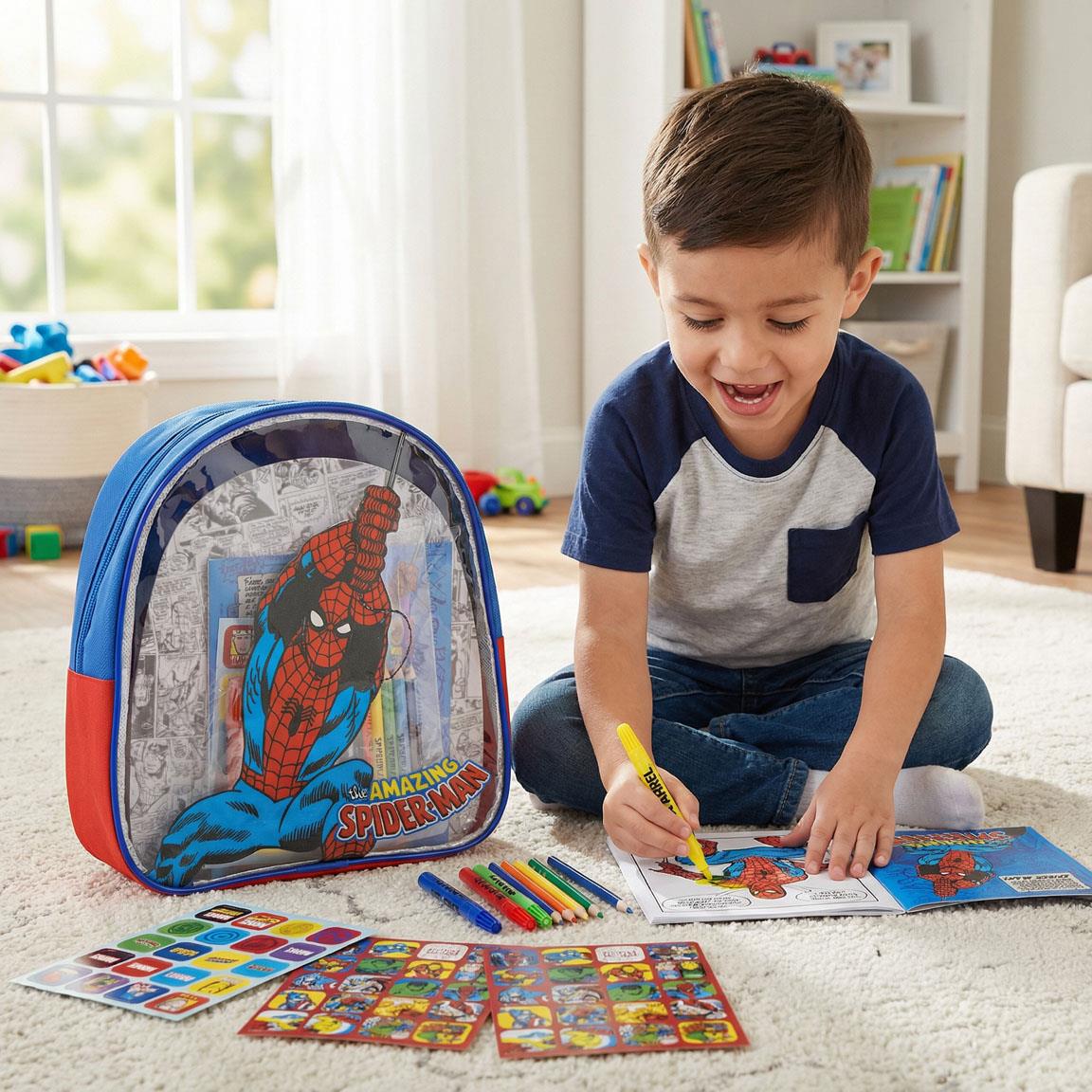 Mal- und Bastelset mit Stiften, Farben, Stickern & Malbuch im Rucksack