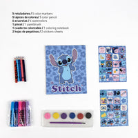 Stitch Mal- und Bastelset mit Stiften, Farben, Stickern & Malbuch im Rucksack