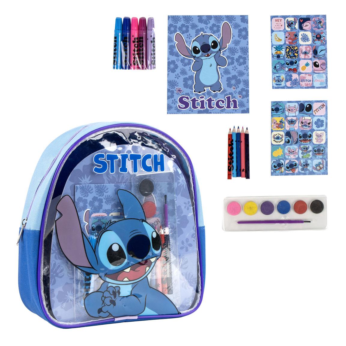 Stitch Mal- und Bastelset mit Stiften, Farben, Stickern & Malbuch im Rucksack