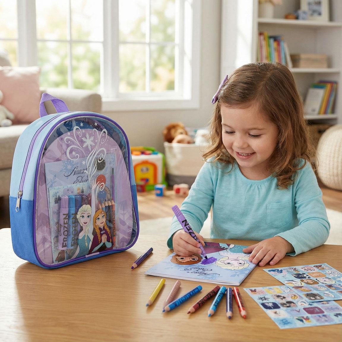 Eiskönigin Mal- und Bastelset mit Stiften, Farben, Stickern & Malbuch im Rucksack