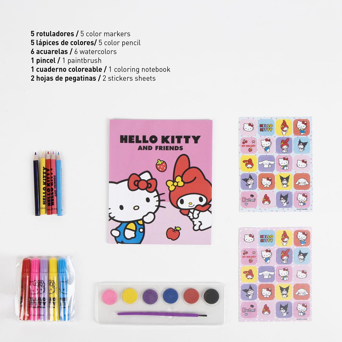 Hello Kitty Mal- und Bastelset mit Stiften, Farben, Stickern & Malbuch im Rucksack