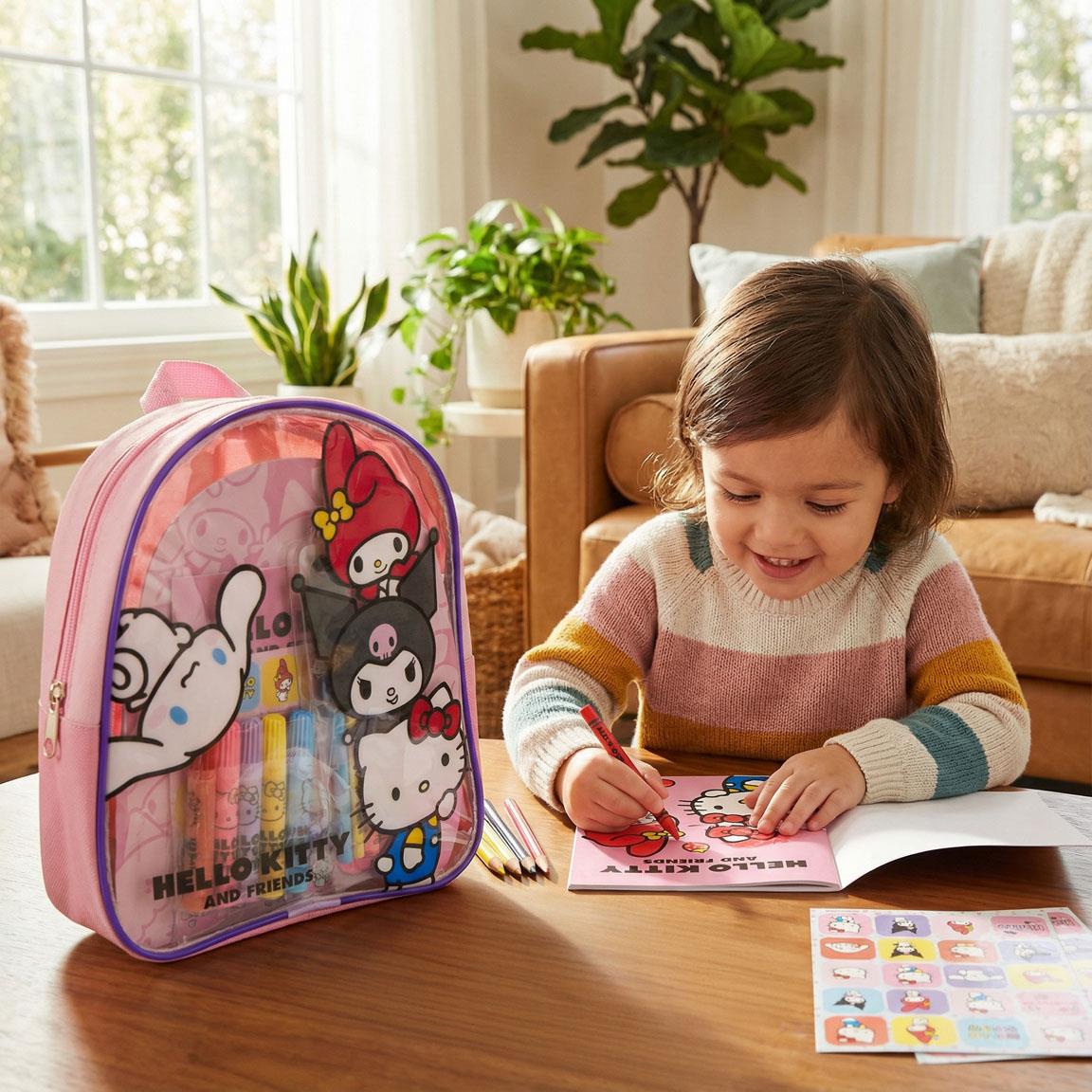 Hello Kitty Mal- und Bastelset mit Stiften, Farben, Stickern & Malbuch im Rucksack