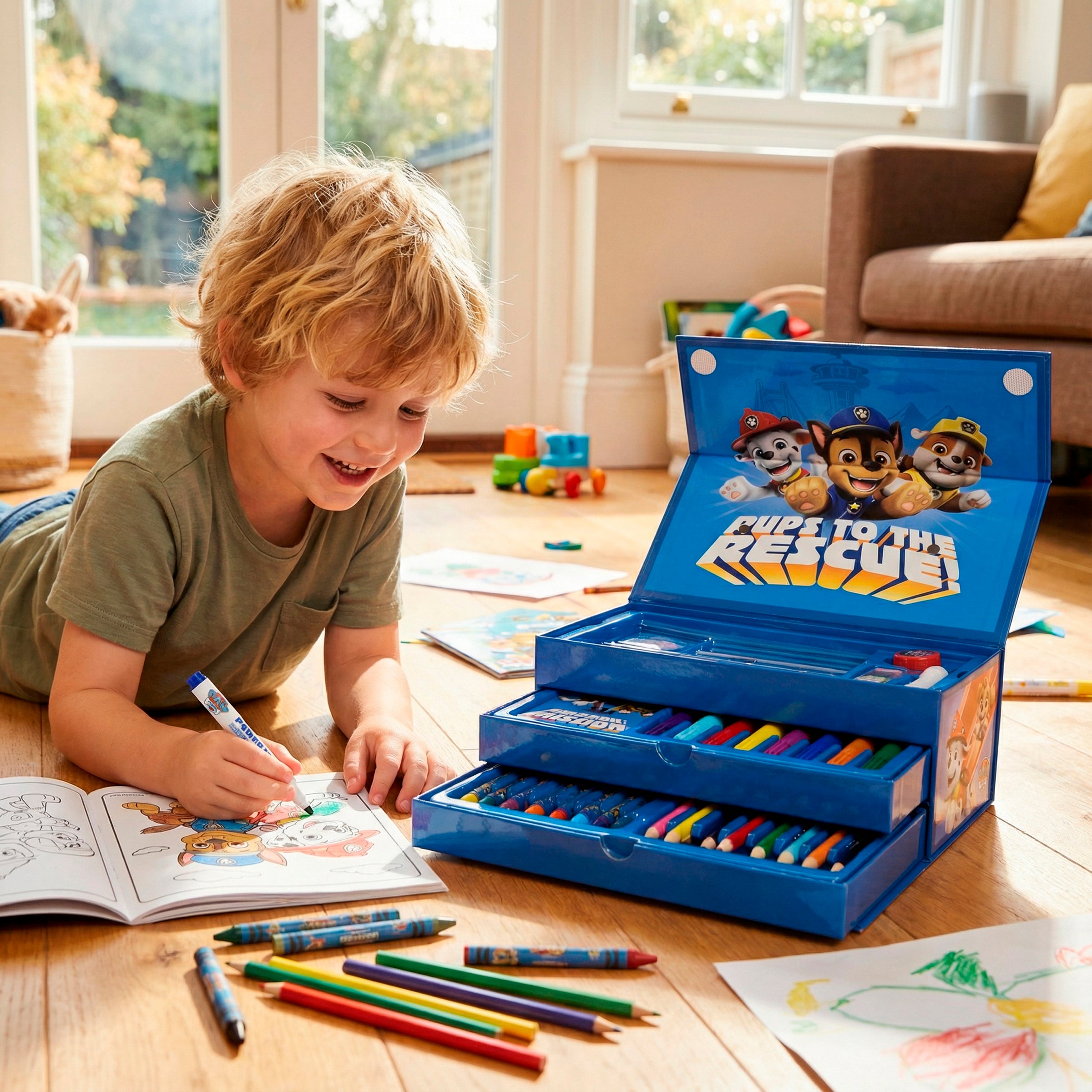 Kinder Malkoffer, 68-teilig, PAW PATROL Malset mit Buntstifte etc.