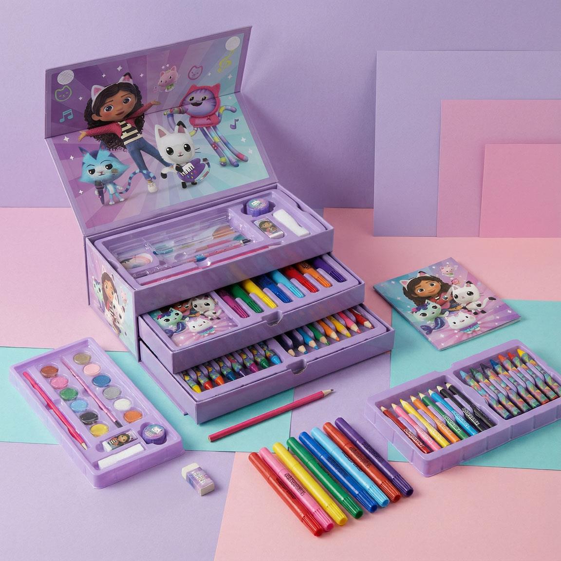 Kinder Malkoffer, 68-teilig, Gabbys Dollhouse Malset mit Buntstifte etc.