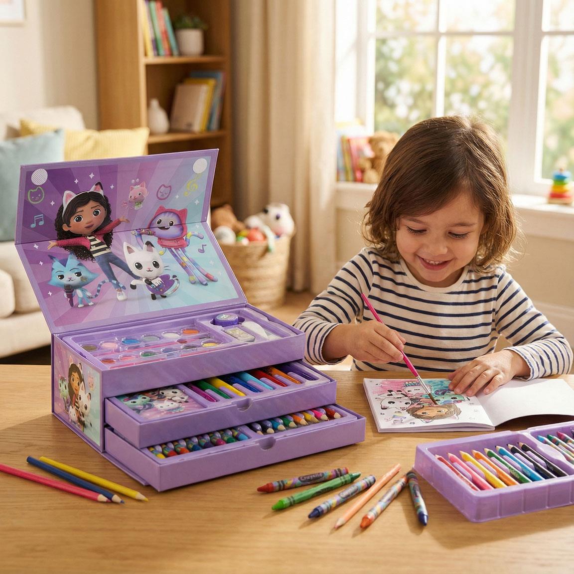 Kinder Malkoffer, 68-teilig, Gabbys Dollhouse Malset mit Buntstifte etc.
