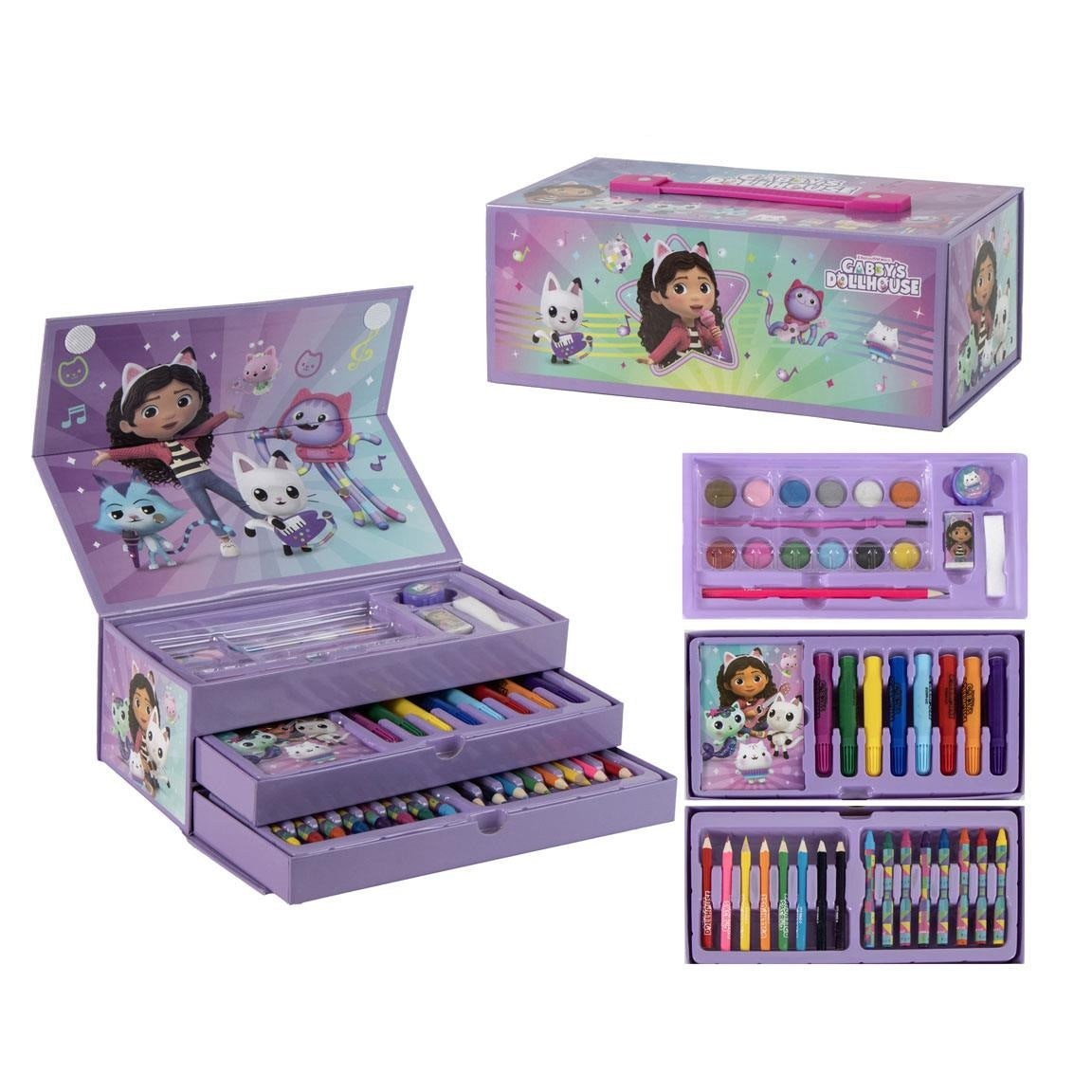 Kinder Malkoffer, 68-teilig, Gabbys Dollhouse Malset mit Buntstifte etc.