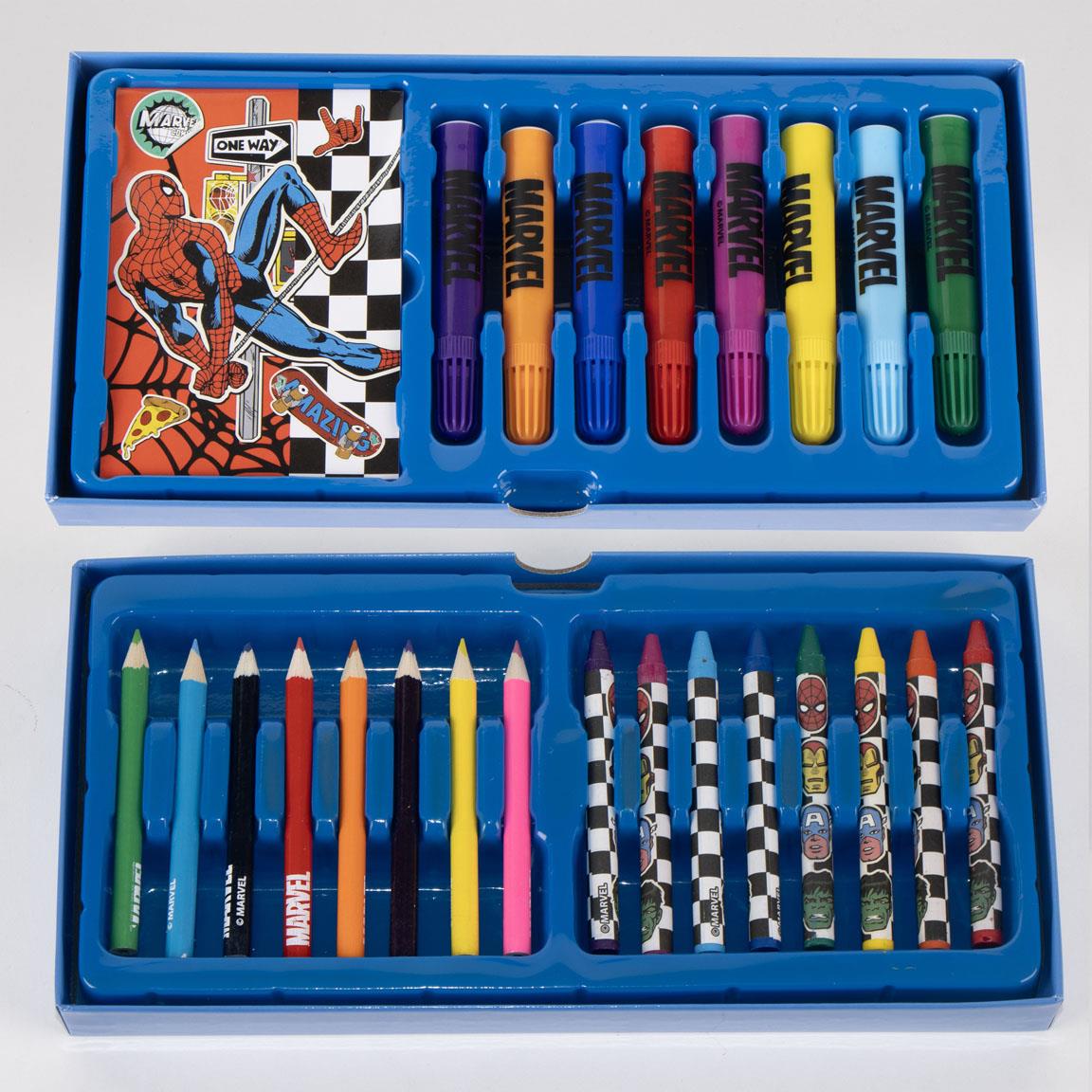 Kinder Malkoffer, 68-teilig, Avengers Spiderman Malset mit Buntstifte etc.
