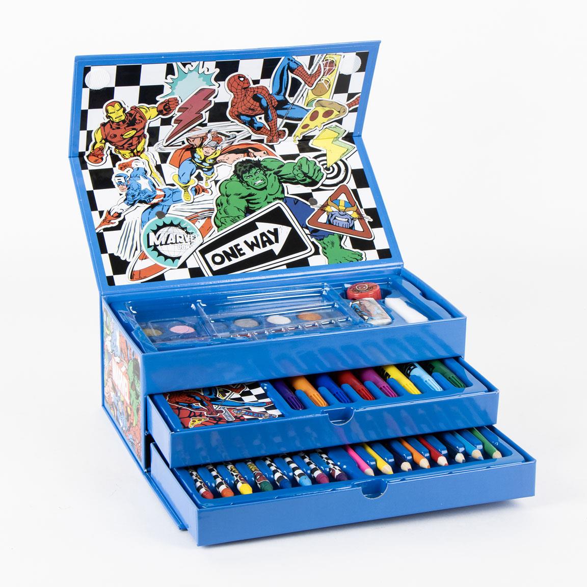 Kinder Malkoffer, 68-teilig, Avengers Spiderman Malset mit Buntstifte etc.