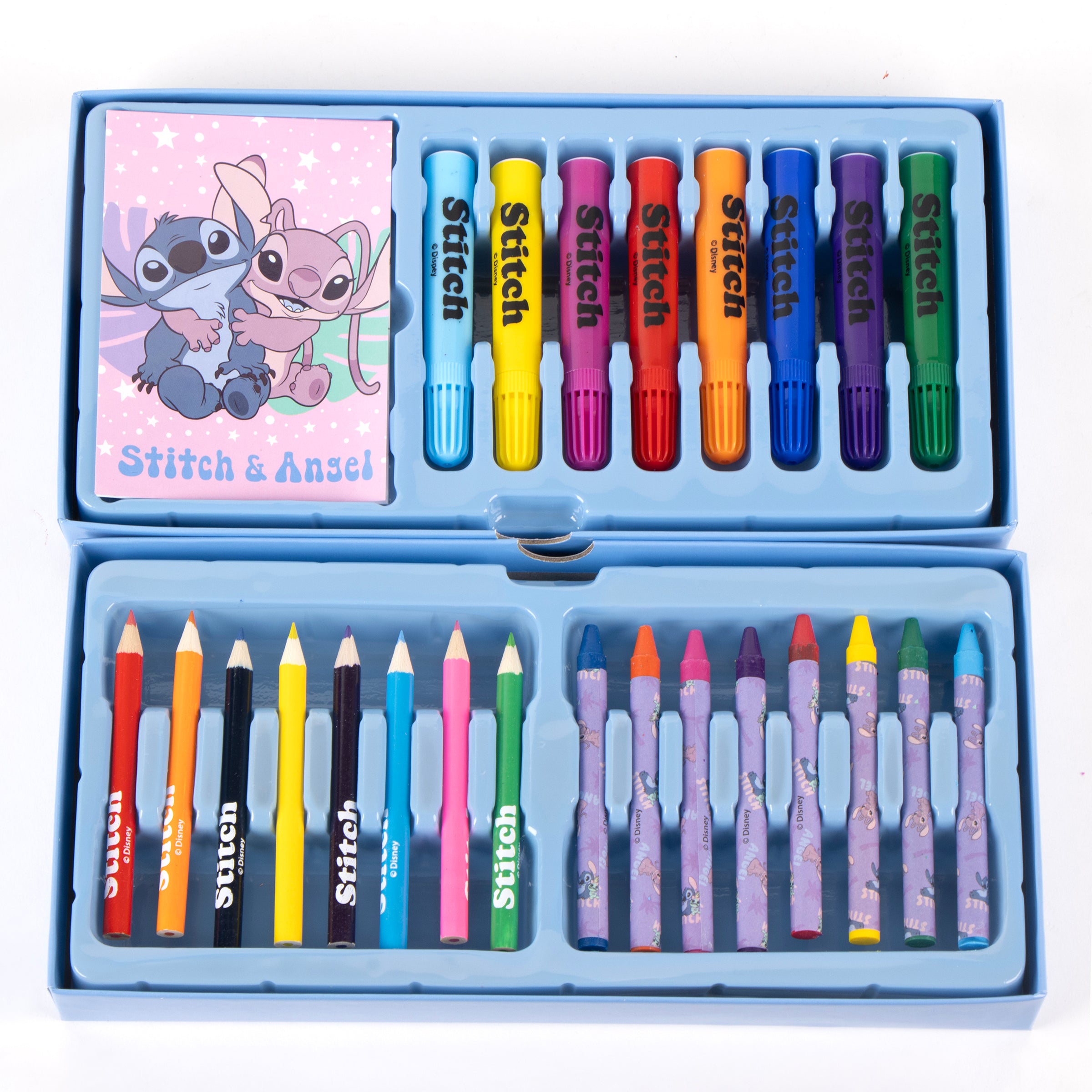 Kinder Malkoffer, 68-teilig, Lilo& Stitch Malset mit Buntstifte etc.
