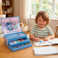Kinder Malkoffer, 68-teilig, Lilo& Stitch Malset mit Buntstifte etc.