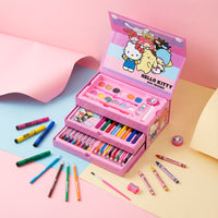 Kinder Malkoffer, 68-teilig, Hello Kitty Malset mit Buntstifte, Filzstifte, Wasserfarbe