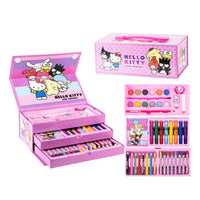 Kinder Malkoffer, 68-teilig, Hello Kitty Malset mit Buntstifte, Filzstifte, Wasserfarbe
