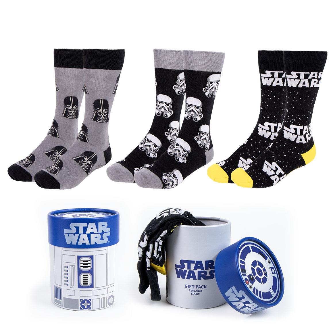 Star Wars Männer 3 Paar Socken Gr. 36-45 in R2D2 Geschenkverpackung