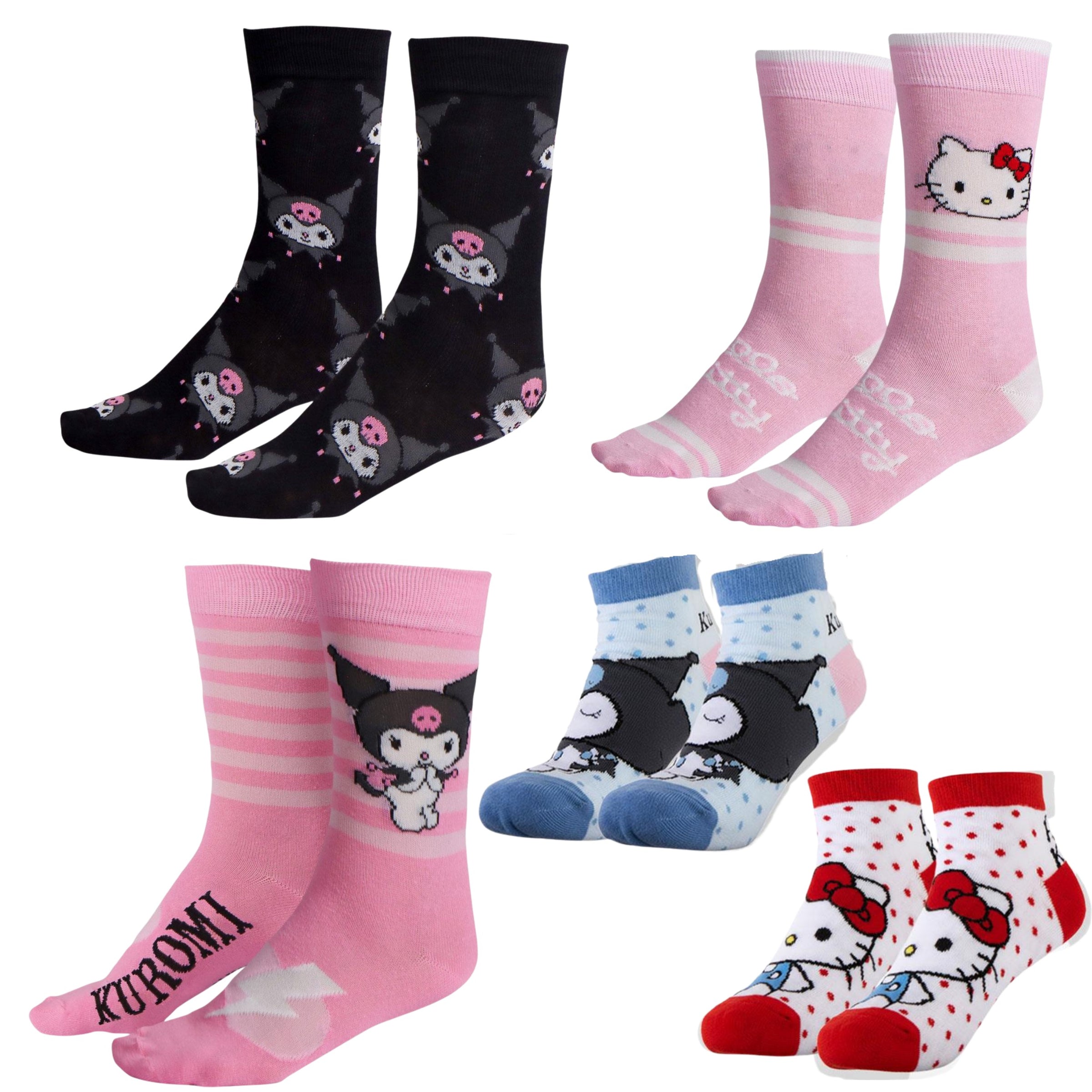 Hello Kitty Damen Socken 36-43 Kuromi Jugendliche