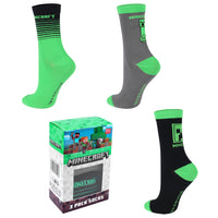 Minecraft Creeper Socken Strümpfe 3er Paar in Minecraft Geschenkverpackung