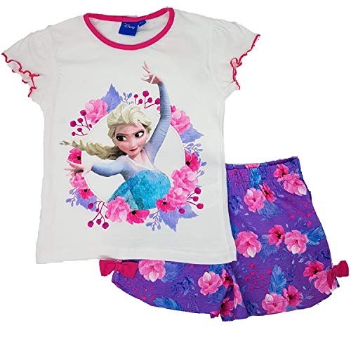 Die Eiskönigin Frozen Mädchen Pyjama kurzer Schlafanzug Anna und ELSA Weiss-Lila