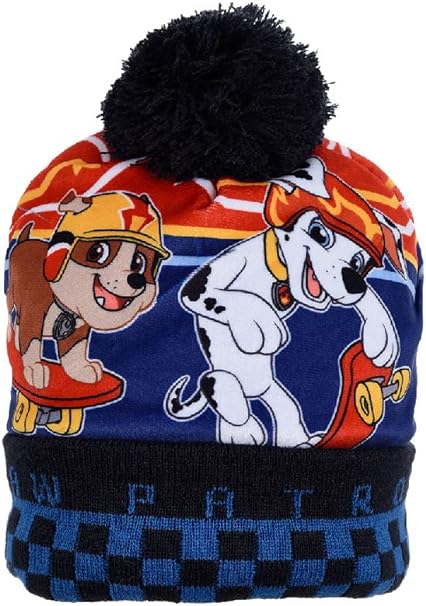 Paw Patrol Jungen Mütze mit Bommel Wintermütze Blau