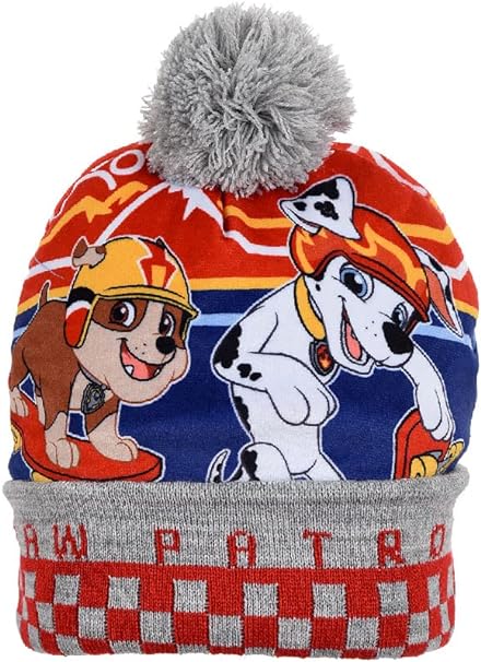 Paw Patrol Jungen Mütze mit Bommel Wintermütze Grau