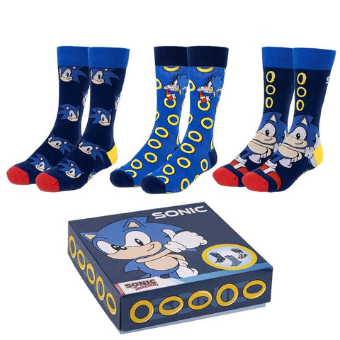 Sonic Socken 3er Pack in schöner Geschenkverpackung Blau