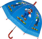 Super Mario Regenschirm 71 cm Durchmesser transparent Blau