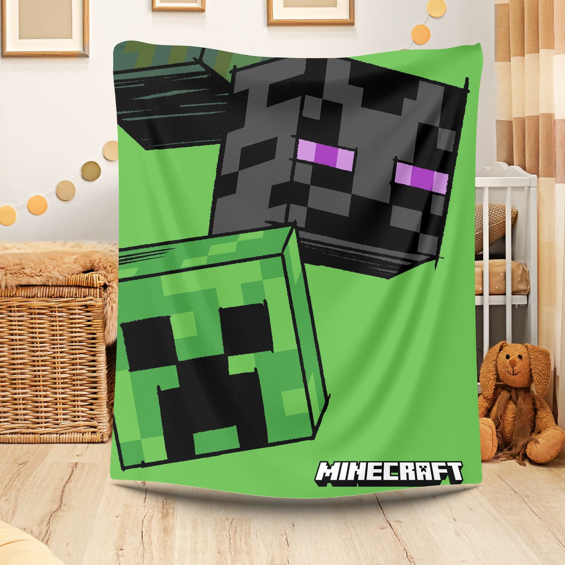 Minecraft Gamer Decke, Polyester, 100x150 cm Creeper Design