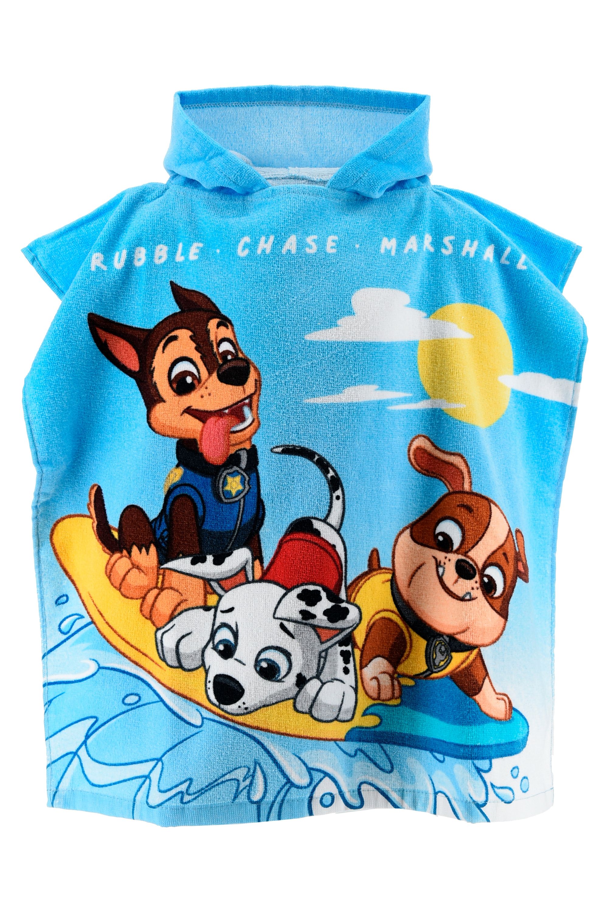 PAW PATROL Kinder Badeponcho mit Kapuze Jungen Blau