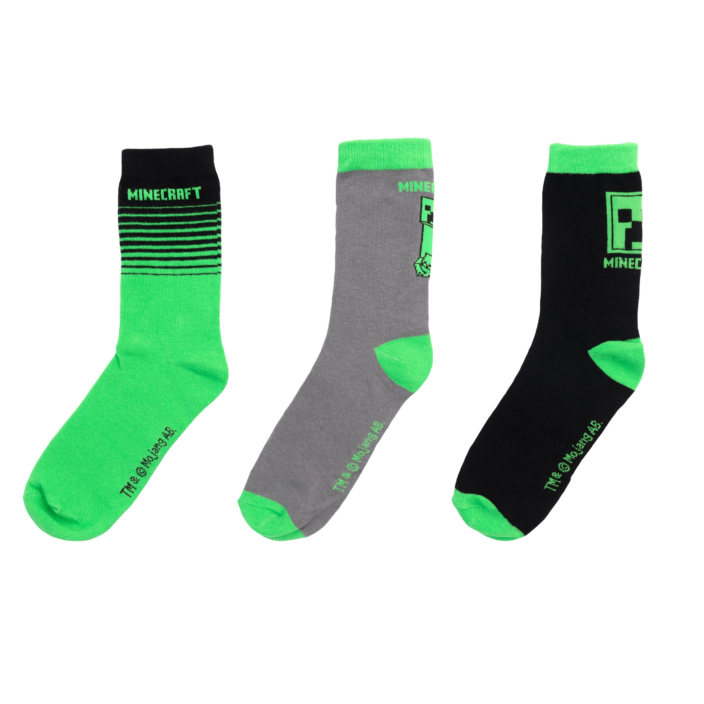 Minecraft Creeper Socken Strümpfe 3er Paar in Minecraft Geschenkverpackung