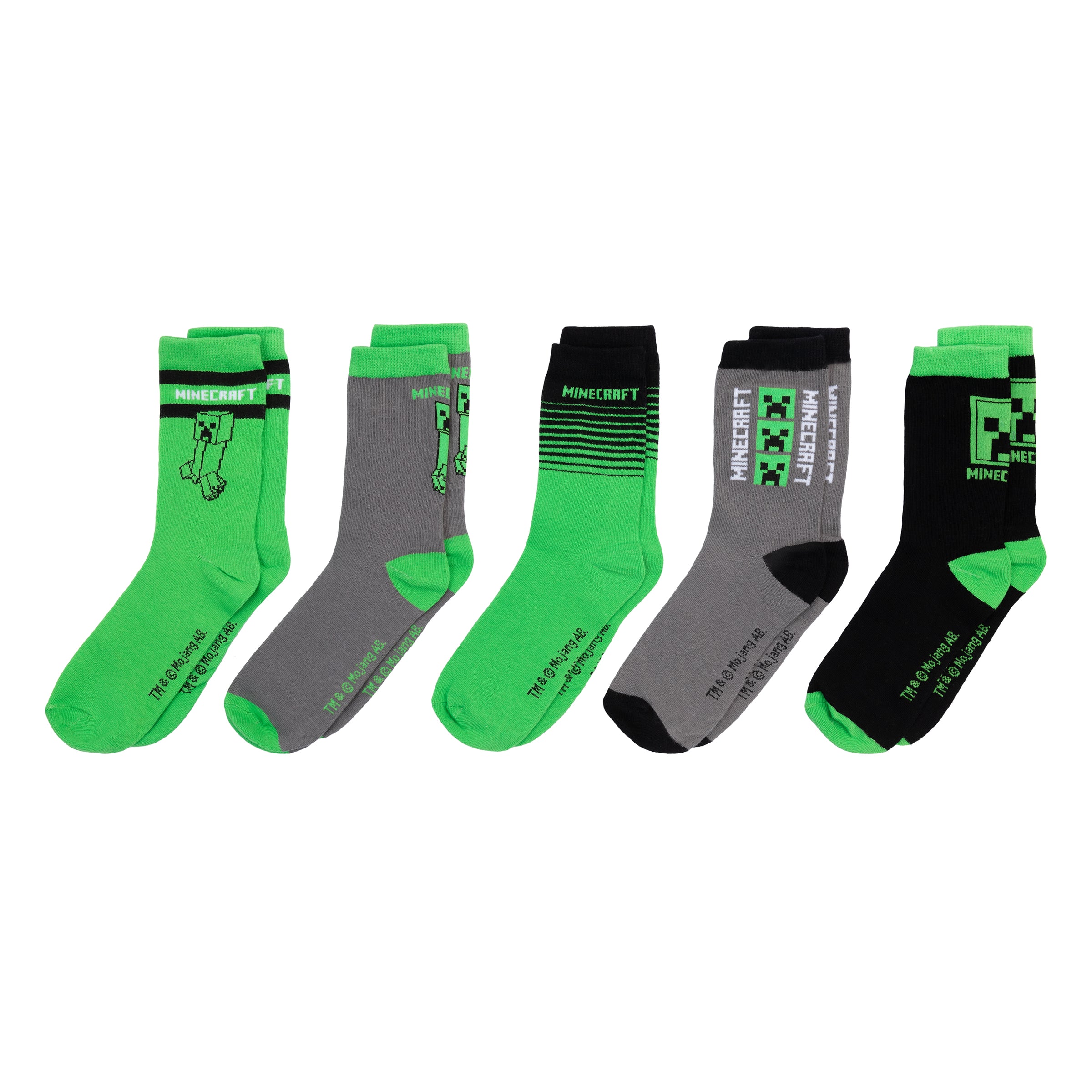 Minecraft Creeper Socken Strümpfe 5er Paar in Minecraft Geschenkverpackung