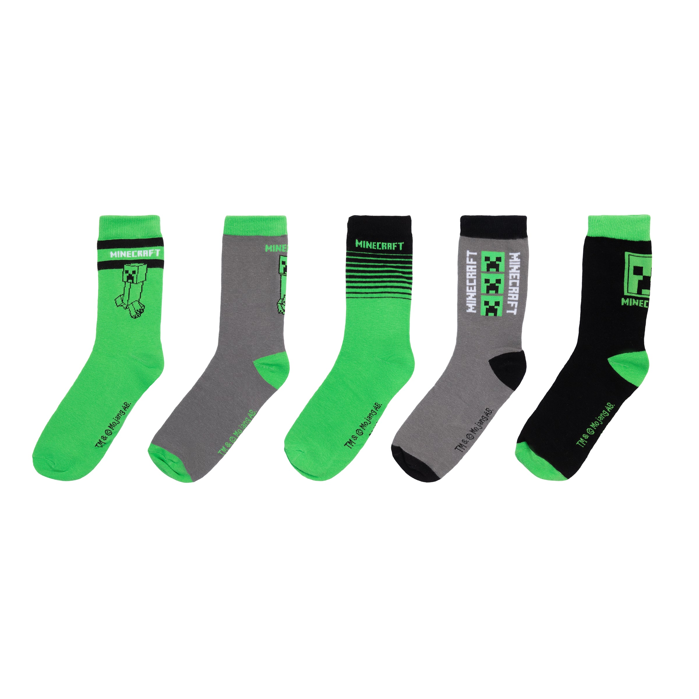 Minecraft Creeper Socken Strümpfe 5er Paar in Minecraft Geschenkverpackung