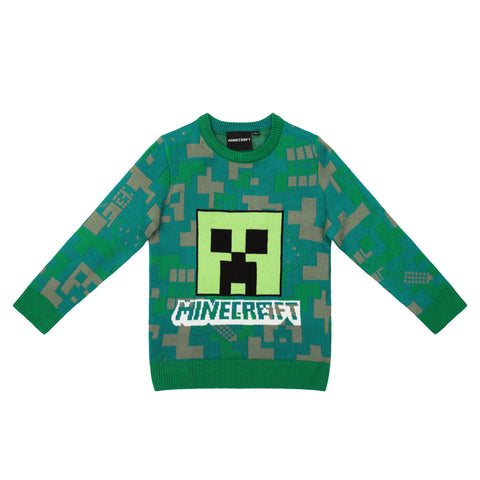 Minecraft Jungen Pullover aus Strick im Creeper Design