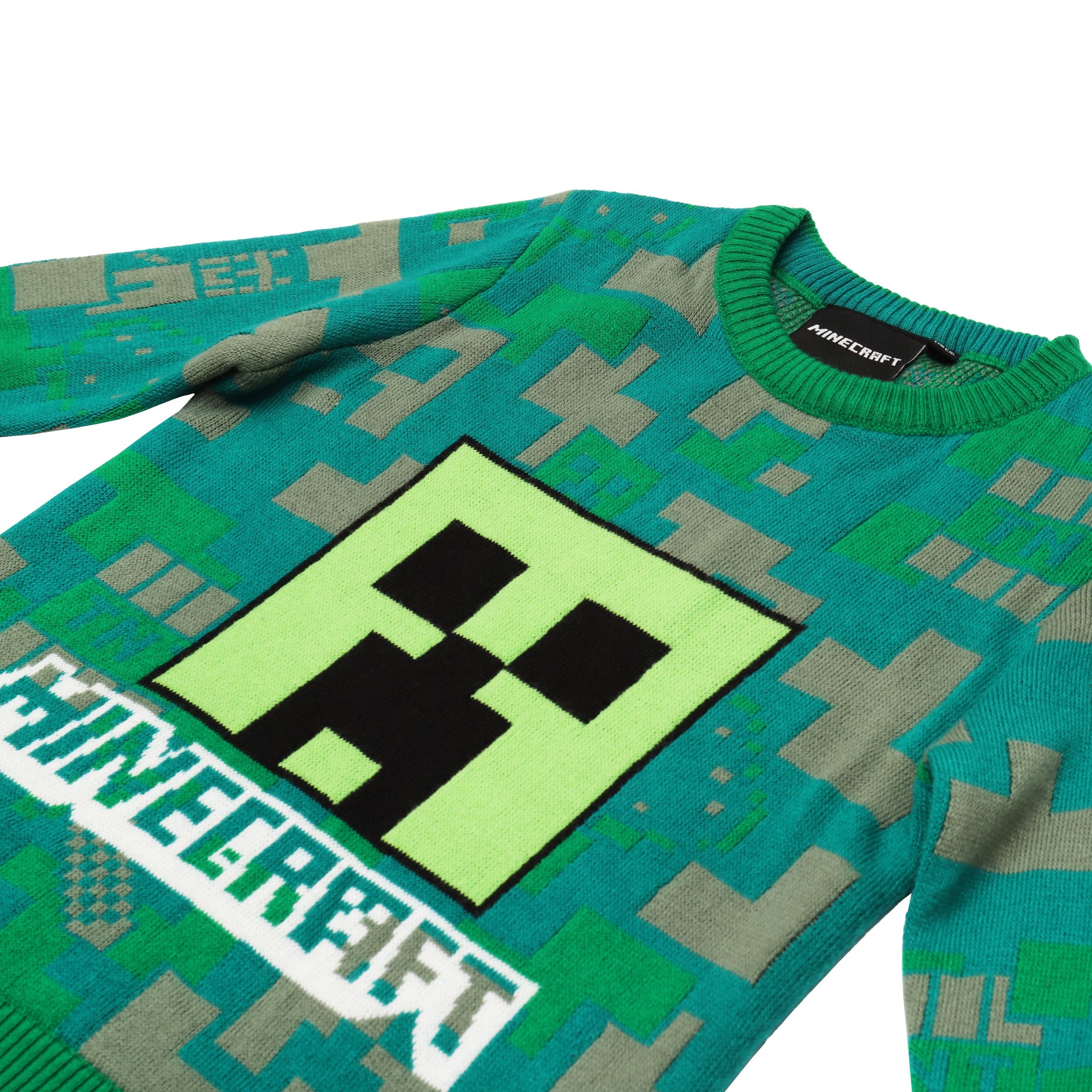 Minecraft Jungen Pullover aus Strick im Creeper Design