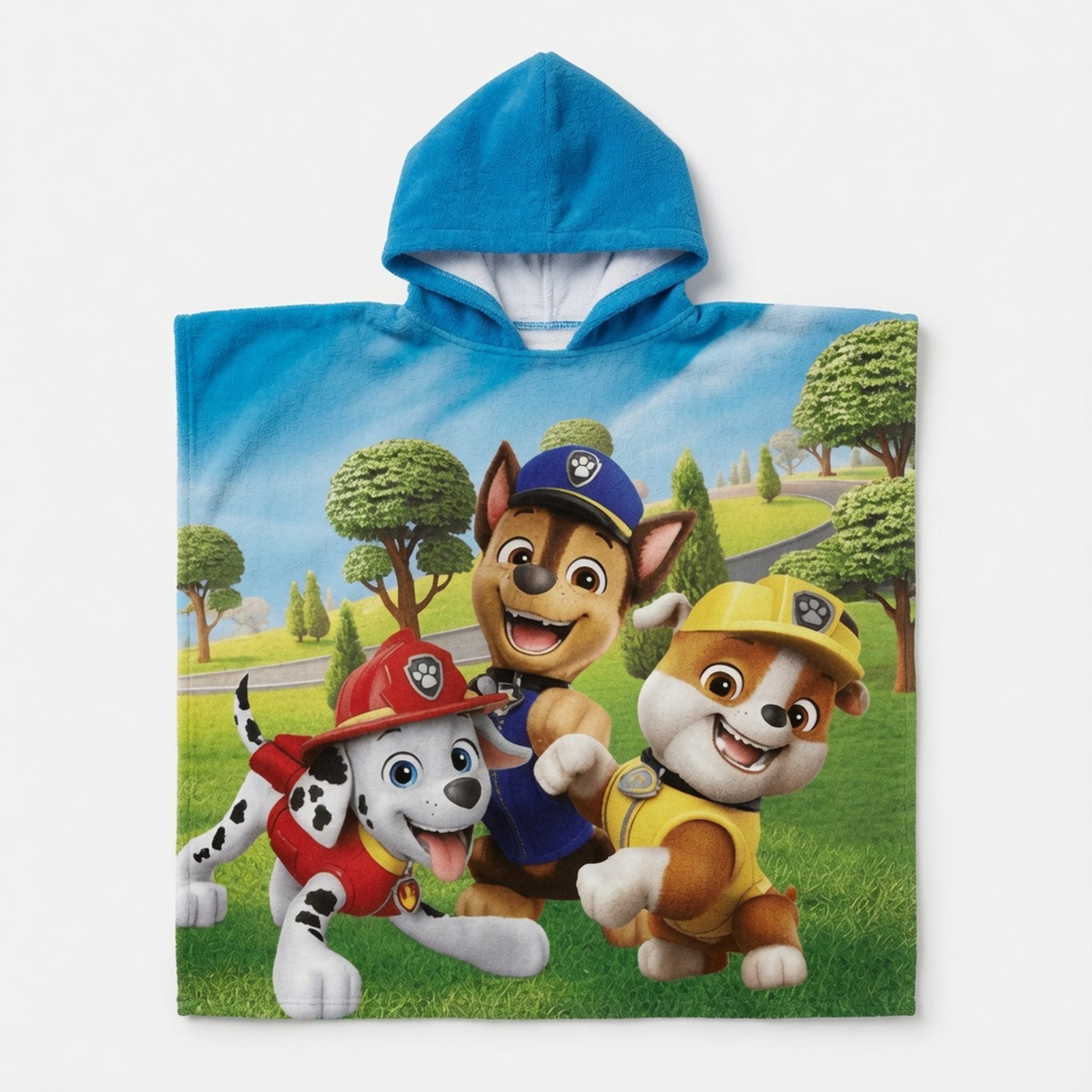 PAW PATROL Kinder Badeponcho mit Kapuze Jungen Blau