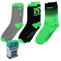 Minecraft Creeper Socken Strümpfe 3er Paar in Minecraft Geschenkverpackung