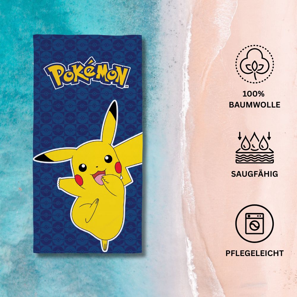Pokémon Strandtuch, 100% Baumwolle, 140 x 70 cm